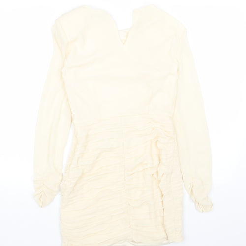 Zara Womens Beige Polyester Mini Size S Boat Neck Pullover