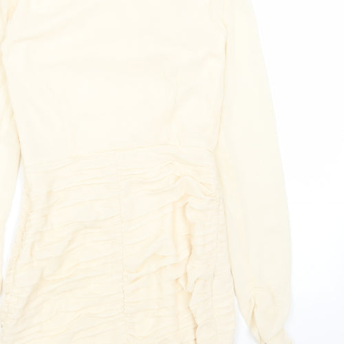 Zara Womens Beige Polyester Mini Size S Boat Neck Pullover