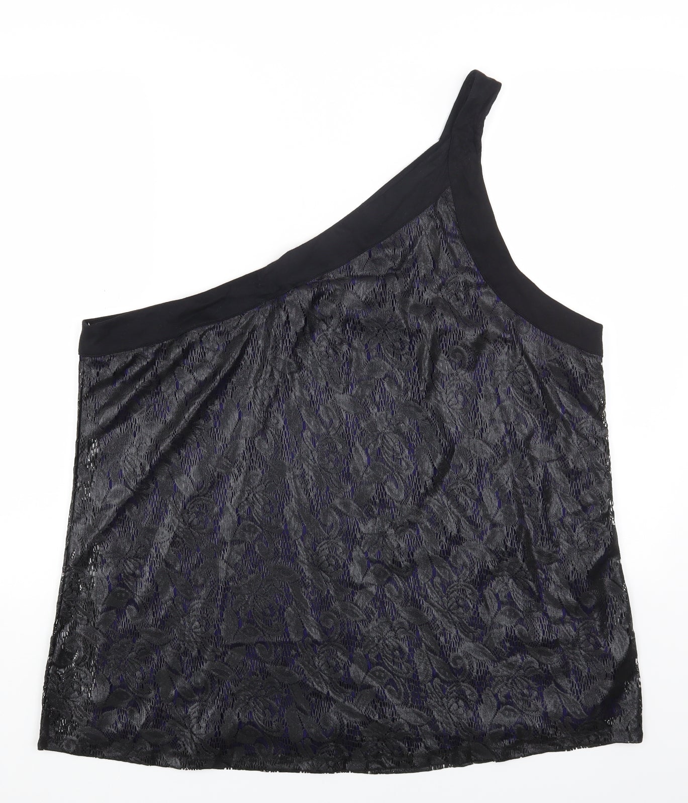 South Womens Black Polyester Basic Tank Size 24 One Shoulder