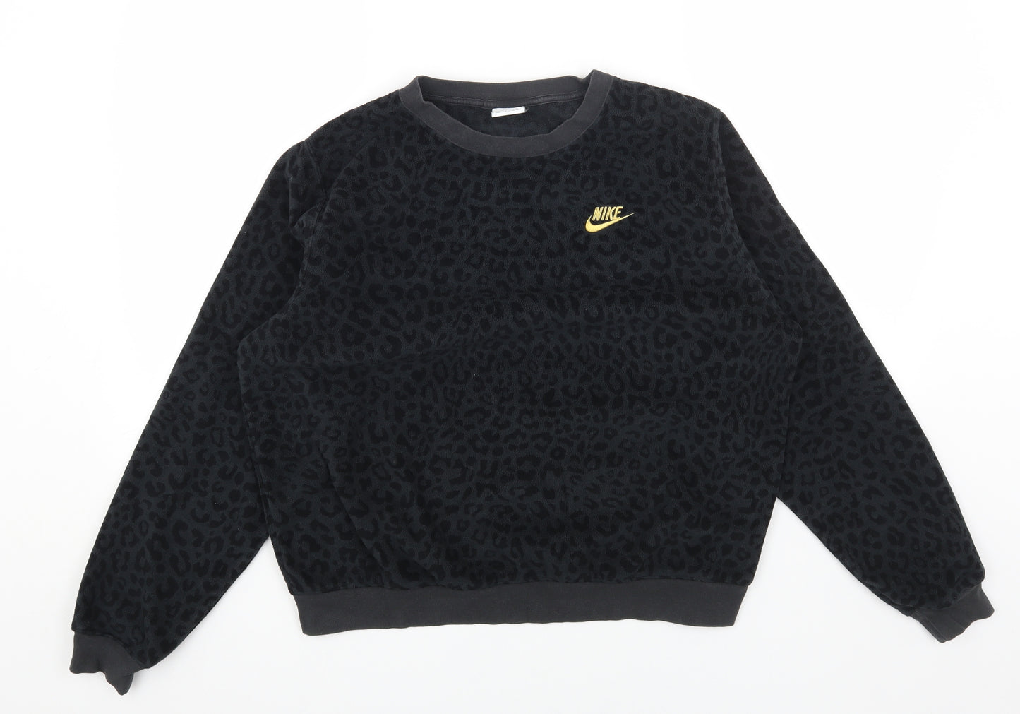 Nike Womens Grey Animal Print Polyester Pullover Sweatshirt Size S Pullover - Leopard Pattern