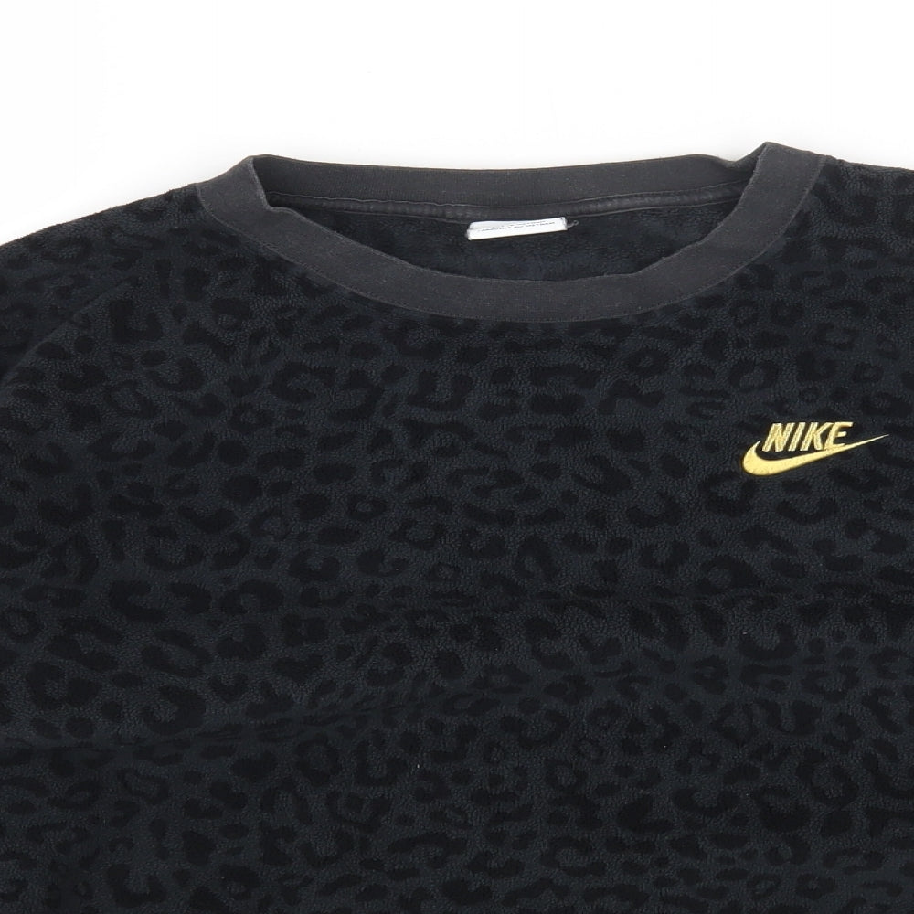 Nike Womens Grey Animal Print Polyester Pullover Sweatshirt Size S Pullover - Leopard Pattern