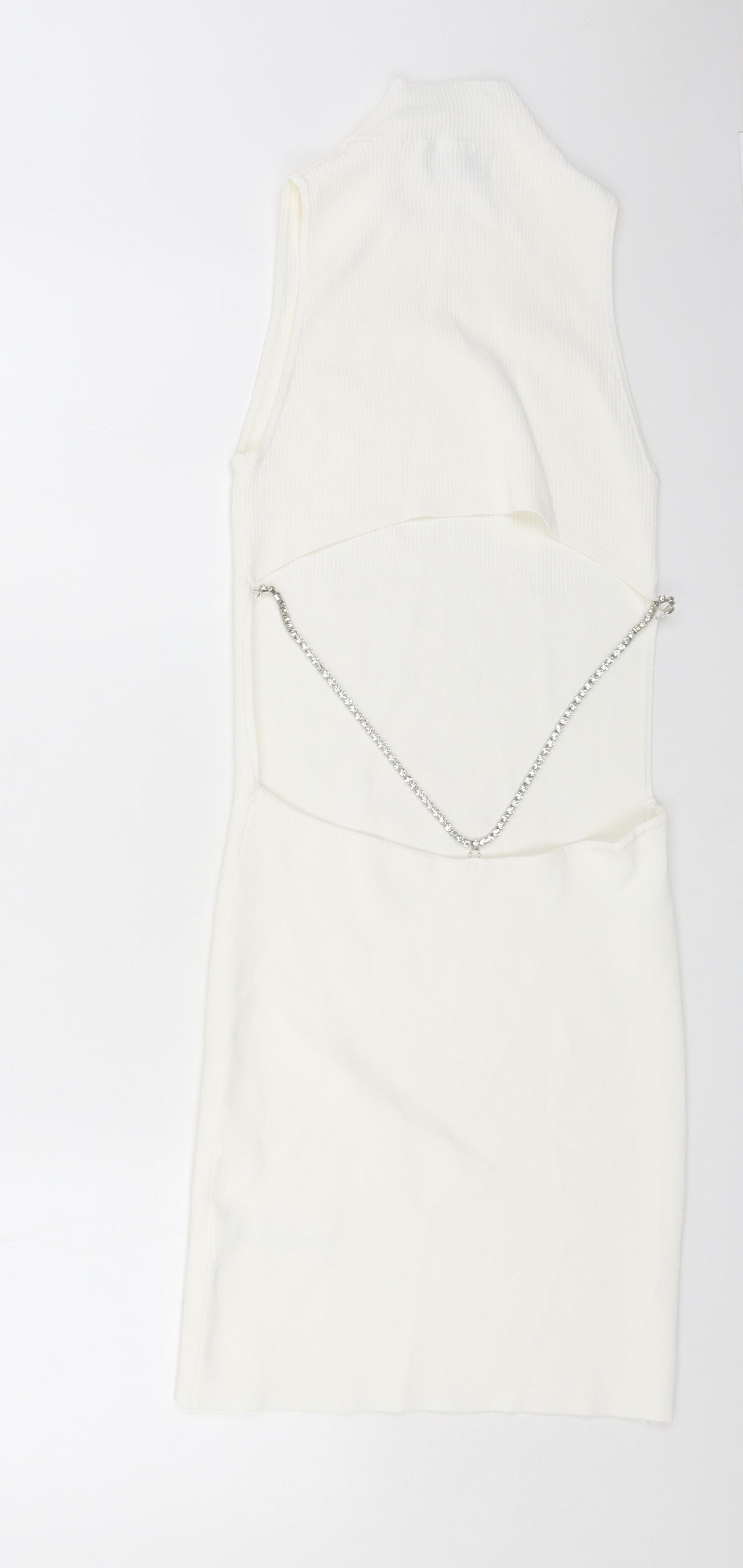 Bershka Womens White Polyester Sheath Size M Mock Neck Pullover