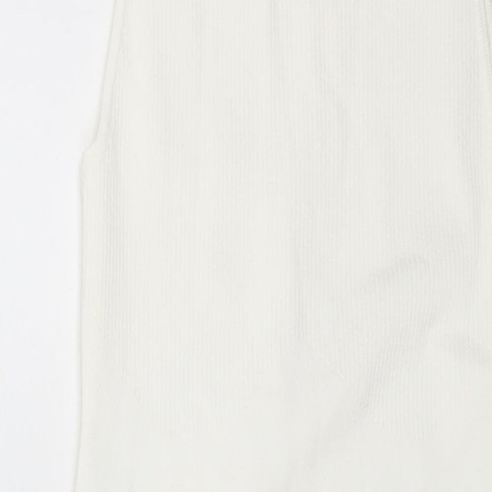 Bershka Womens White Polyester Sheath Size M Mock Neck Pullover
