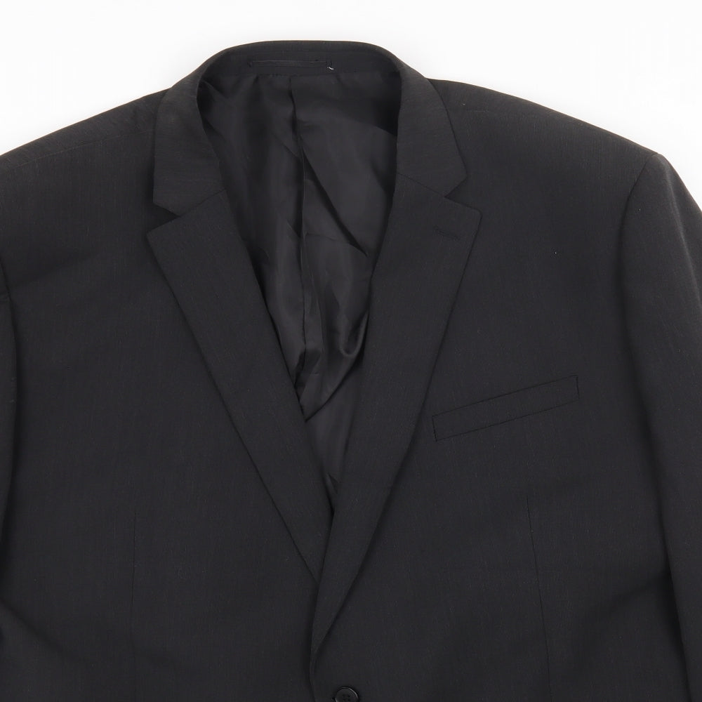 Preworn Mens Grey Patent Leather Jacket Blazer Size 54
