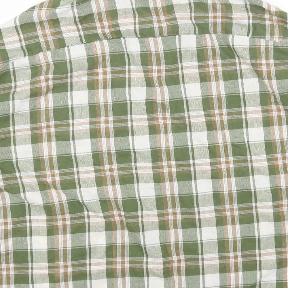 Boohoo Womens Green Plaid Cotton Basic Button-Up Size 8 Collared
