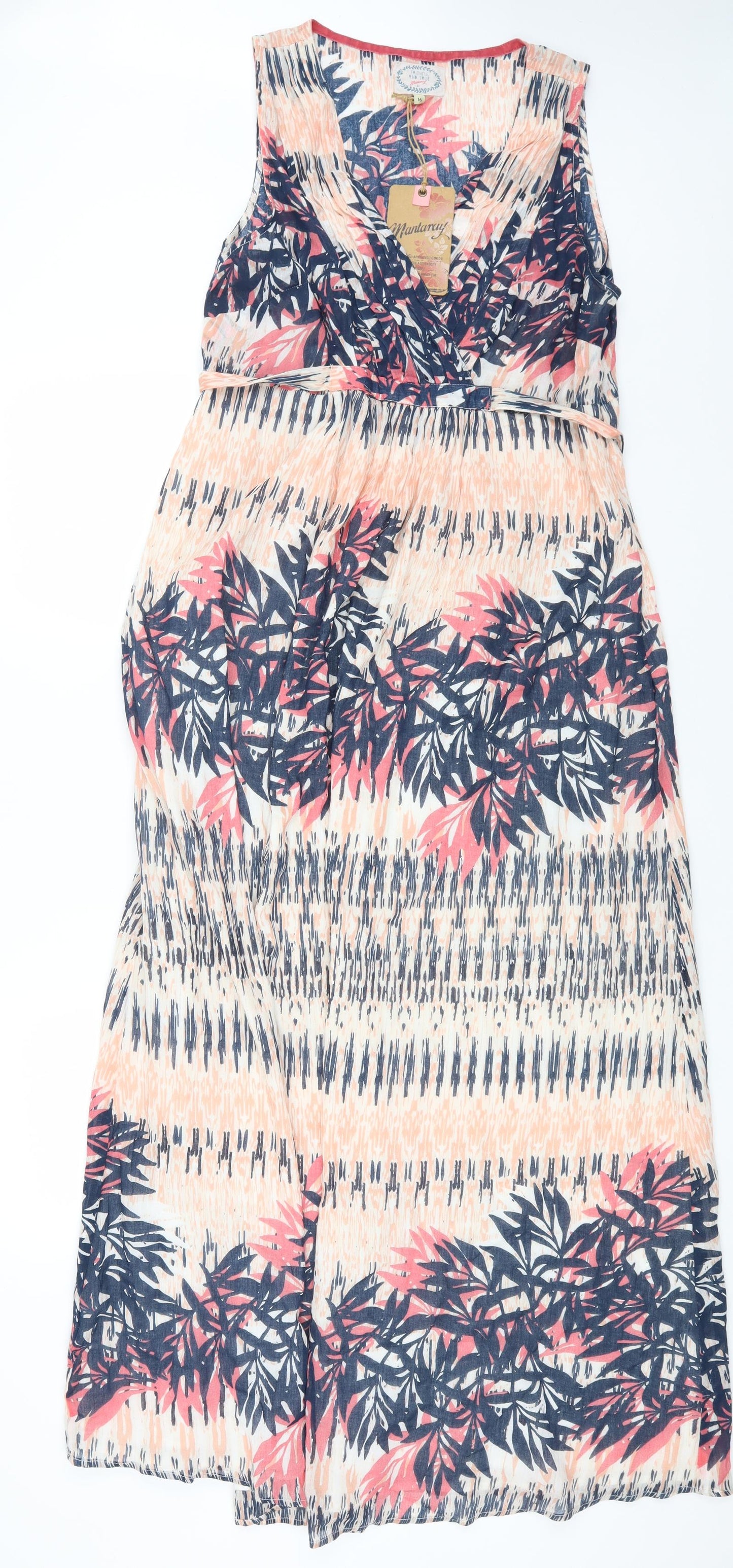 MANTARAY PRODUCTS Womens Multicoloured Geometric Viscose A-Line Size 16 V-Neck Zip