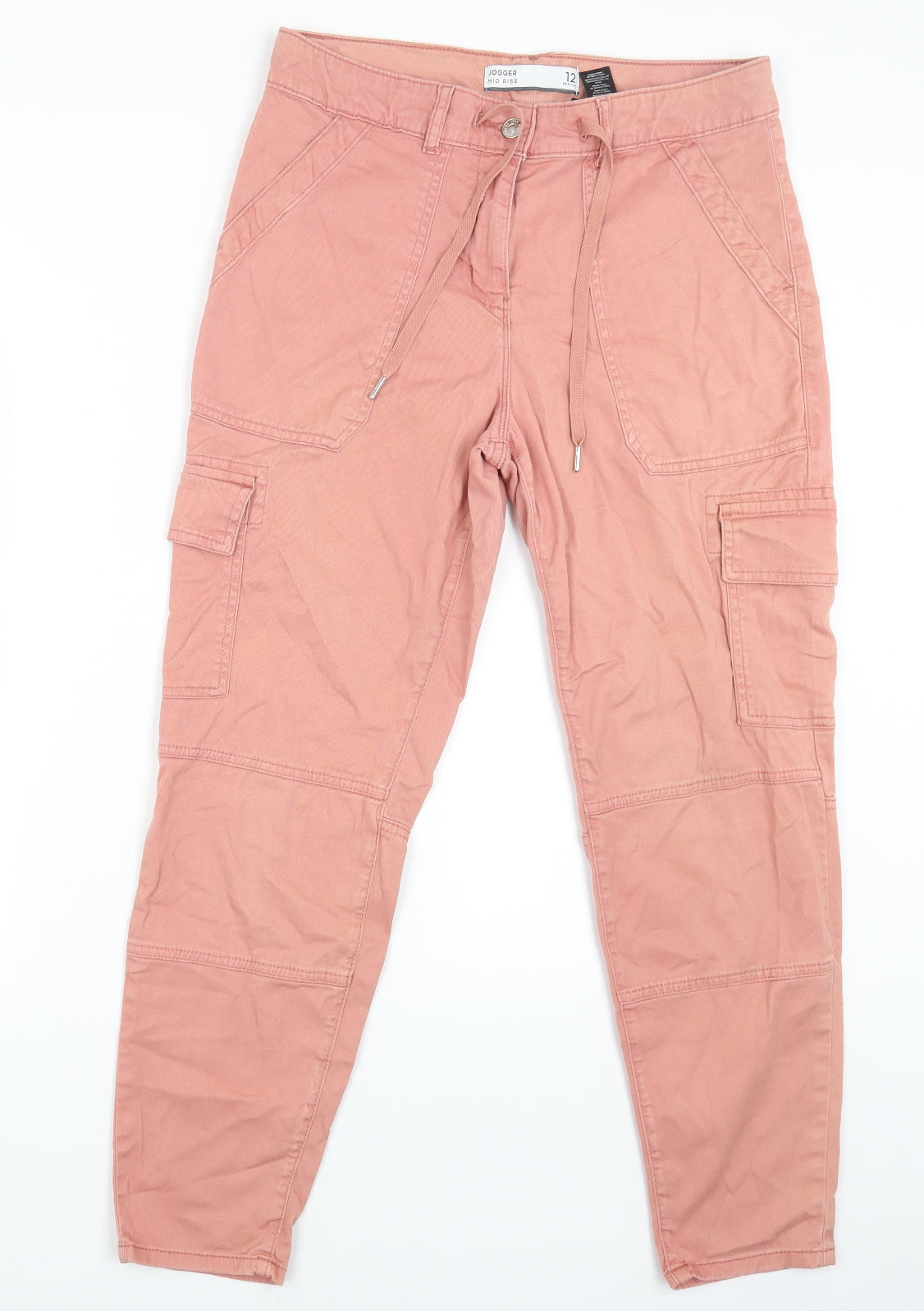NEXT Womens Pink Cotton Straight Jeans Size 12 L27 in Regular Drawstring