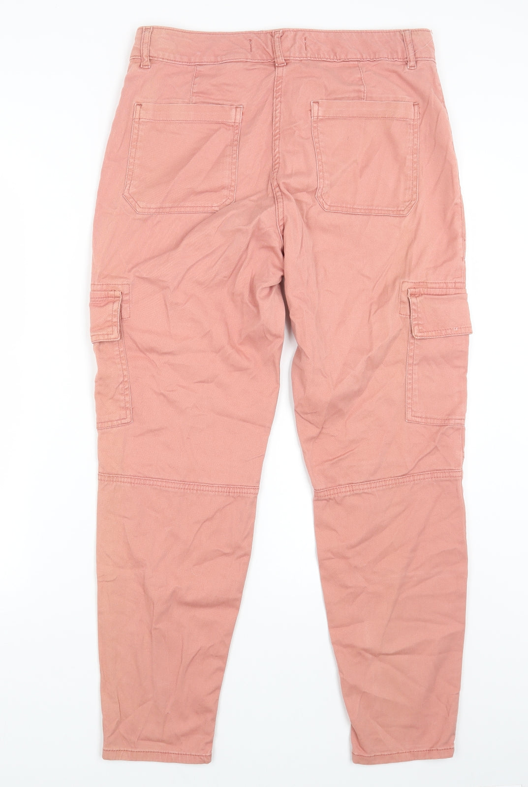 NEXT Womens Pink Cotton Straight Jeans Size 12 L27 in Regular Drawstring