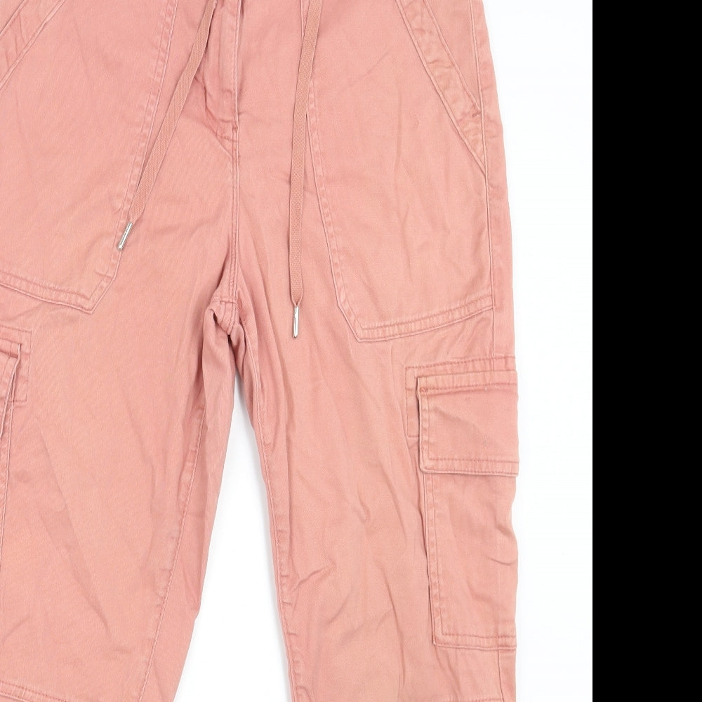 NEXT Womens Pink Cotton Straight Jeans Size 12 L27 in Regular Drawstring