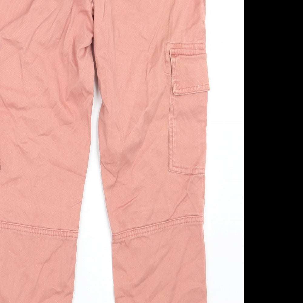 NEXT Womens Pink Cotton Straight Jeans Size 12 L27 in Regular Drawstring