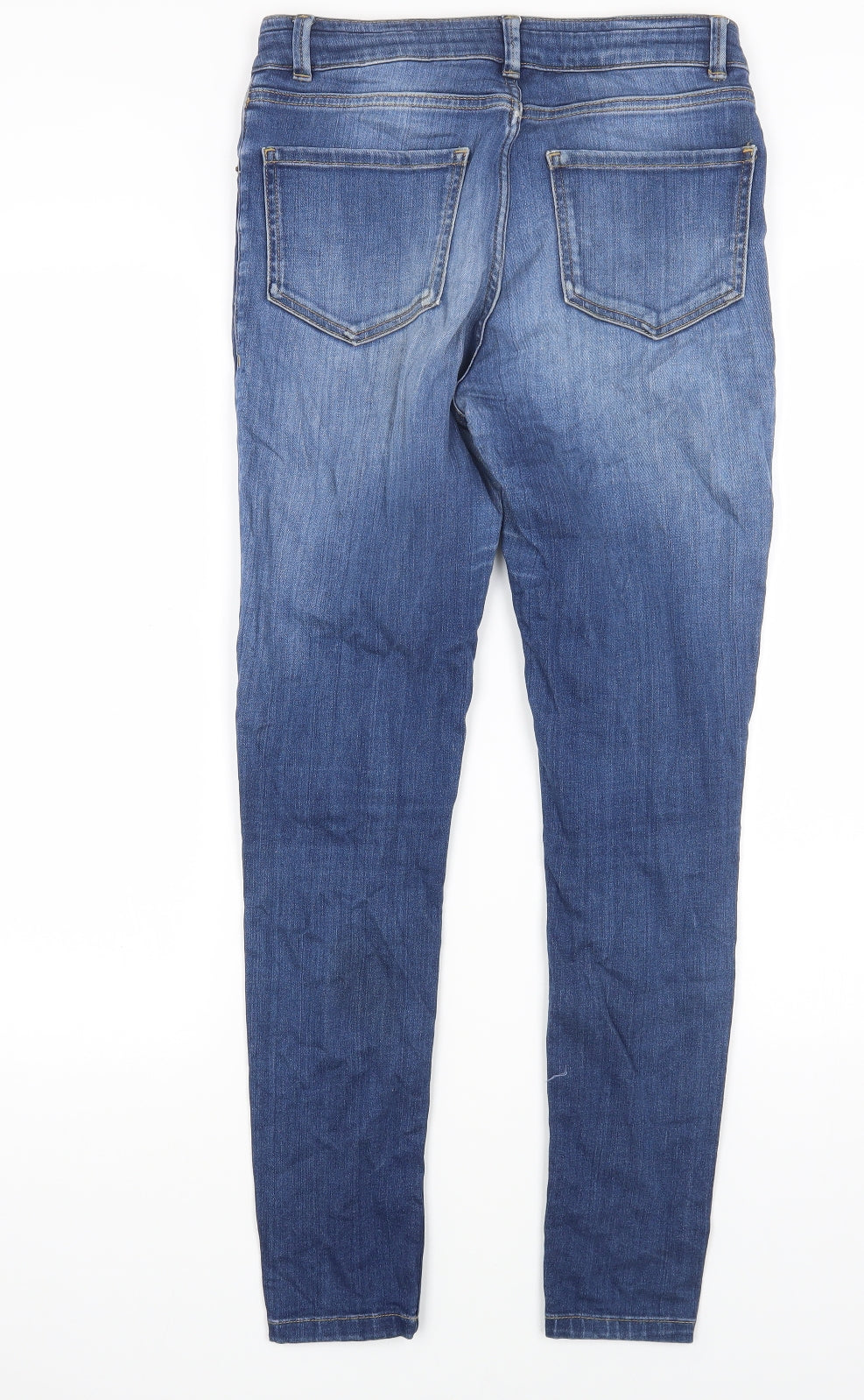 Marks and Spencer Womens Blue Cotton Skinny Jeans Size 10 L28 in Regular Button