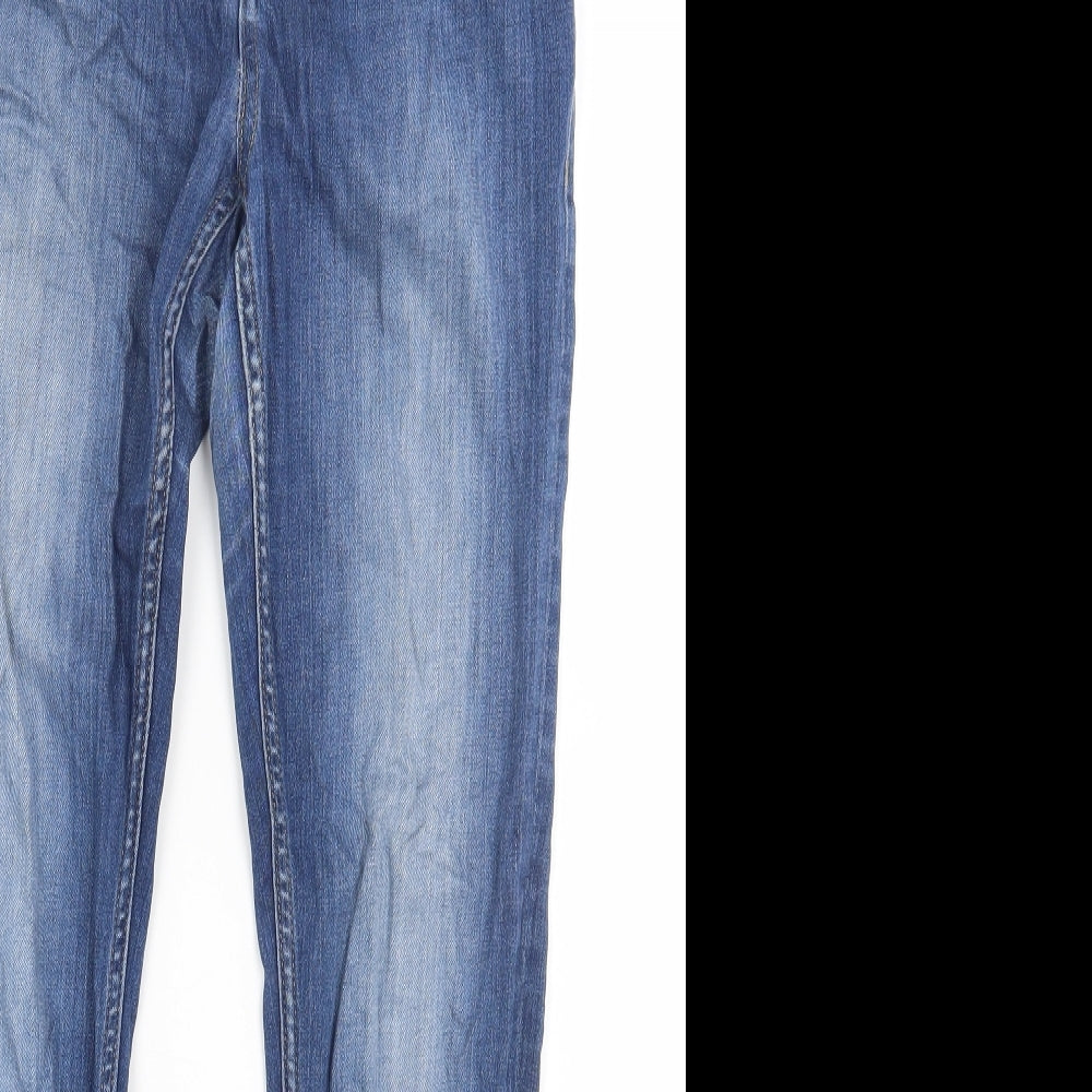 Marks and Spencer Womens Blue Cotton Skinny Jeans Size 10 L28 in Regular Button