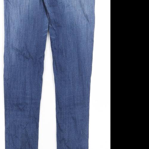 Marks and Spencer Womens Blue Cotton Skinny Jeans Size 10 L28 in Regular Button