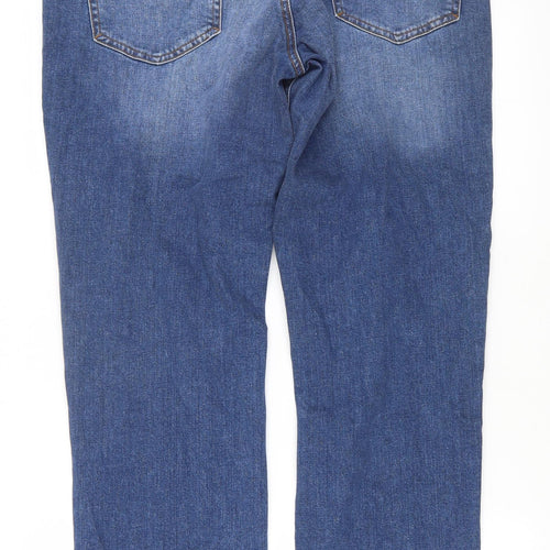 F&F Mens Blue Cotton Straight Jeans Size 34 in L32 in Regular Button