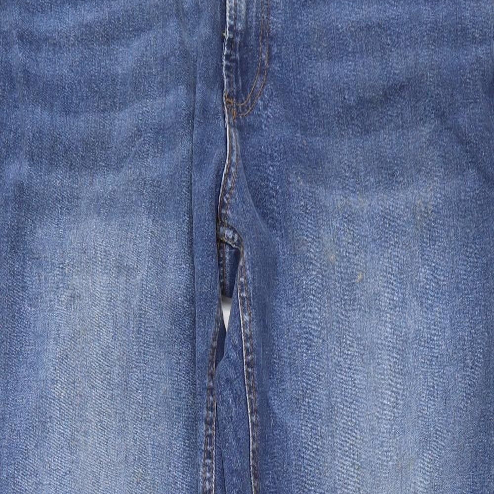 F&F Mens Blue Cotton Straight Jeans Size 34 in L32 in Regular Button
