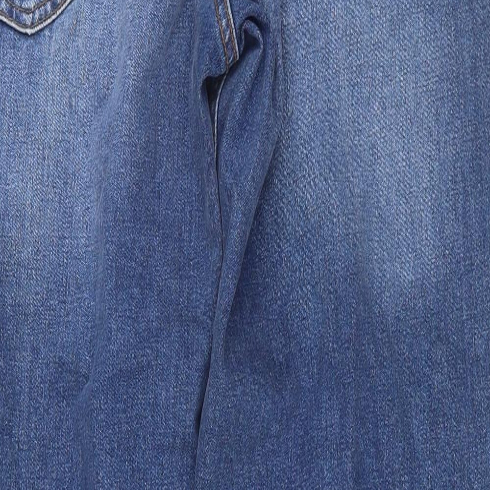 F&F Mens Blue Cotton Straight Jeans Size 34 in L32 in Regular Button