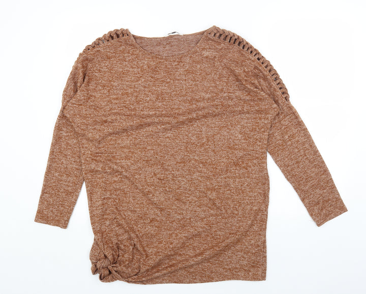 PEP&CO Womens Orange Round Neck Polyester Pullover Jumper Size 10