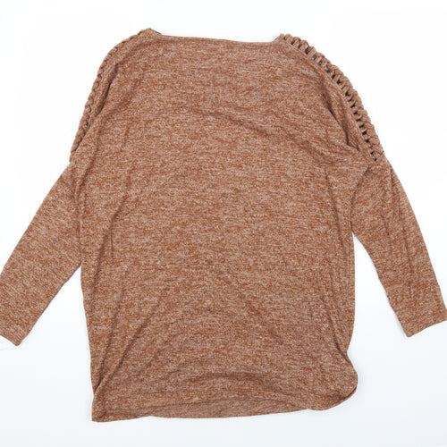 PEP&CO Womens Orange Round Neck Polyester Pullover Jumper Size 10