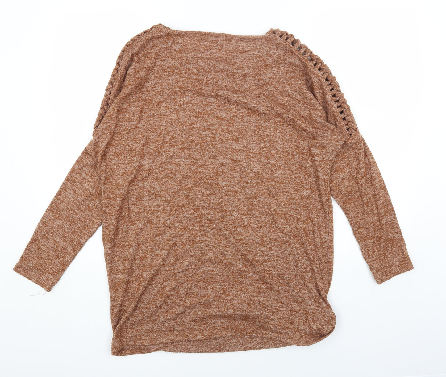 PEP&CO Womens Orange Round Neck Polyester Pullover Jumper Size 10