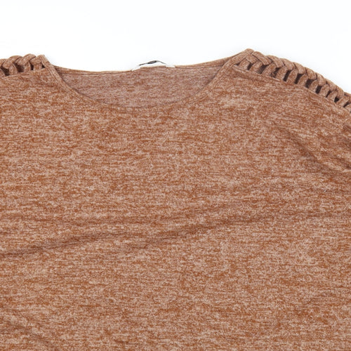 PEP&CO Womens Orange Round Neck Polyester Pullover Jumper Size 10