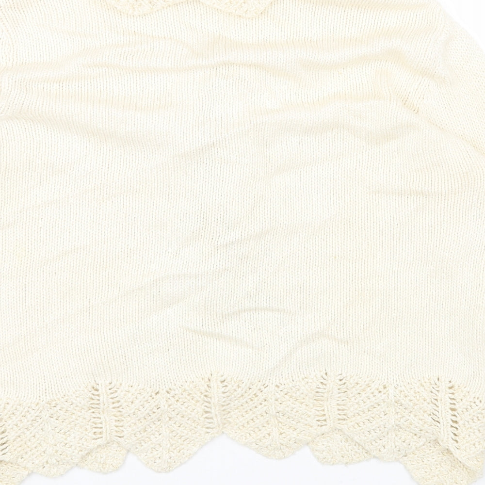 Marks and Spencer Womens White V-Neck Cotton Cardigan Jumper Size 14