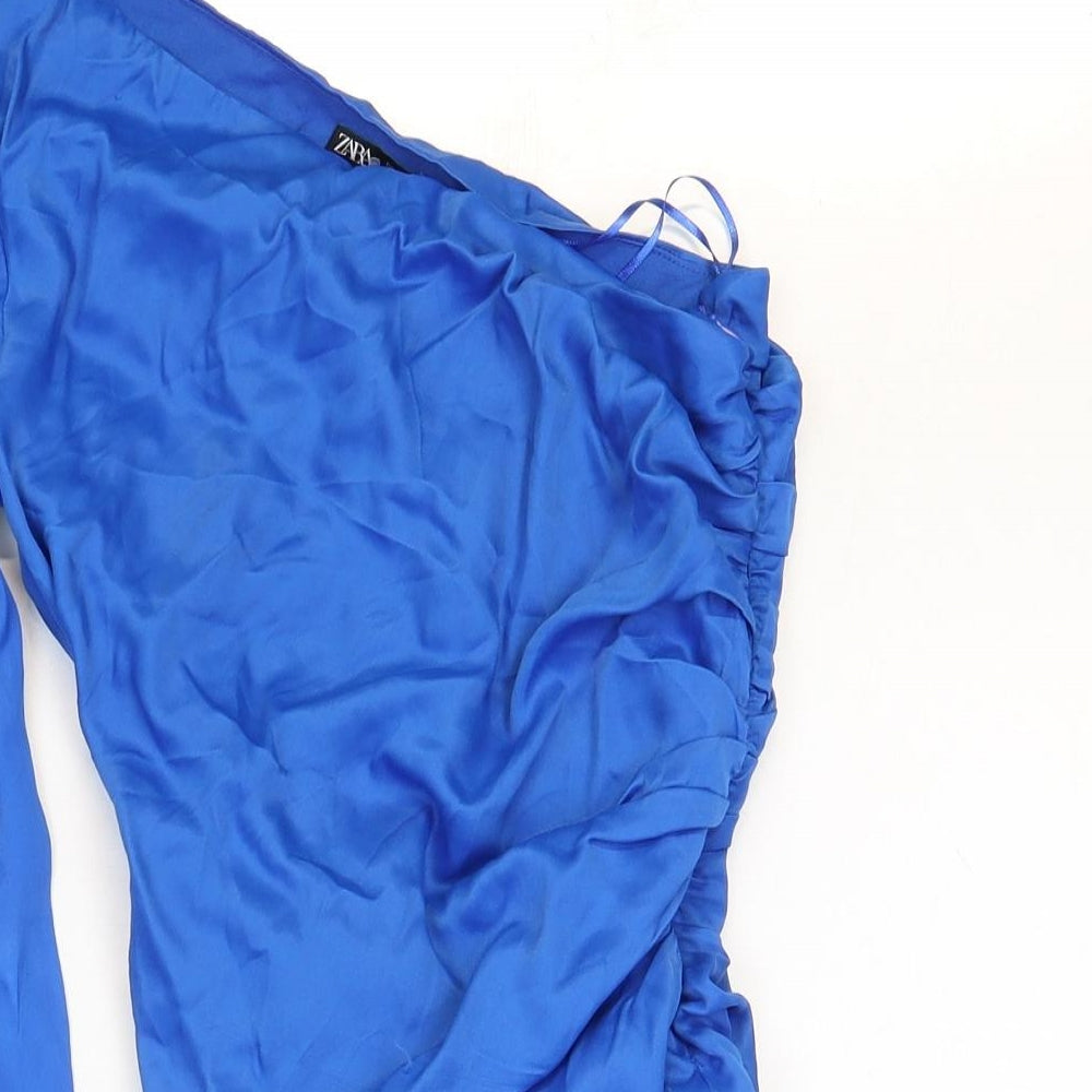 Zara Womens Blue Viscose Bodysuit One-Piece Size 6 Zip