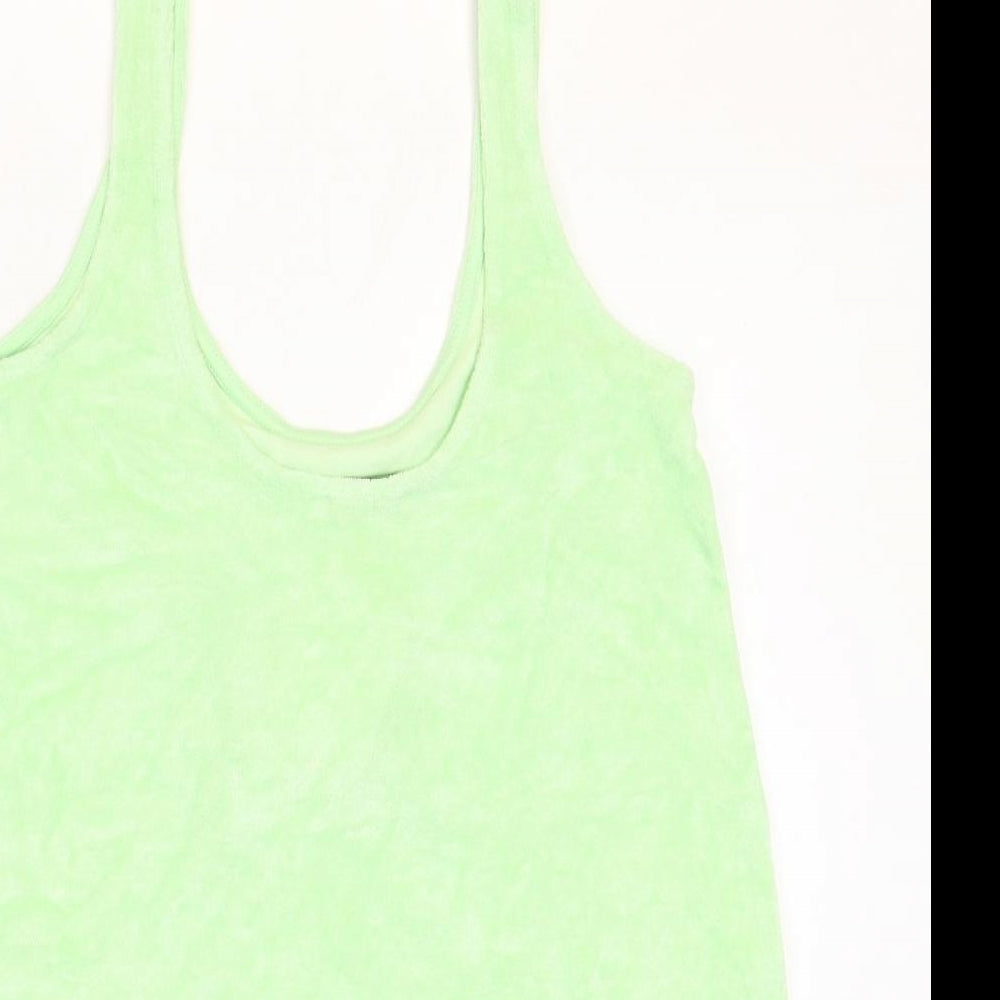 Zara Womens Green Cotton Basic Tank Size S Scoop Neck