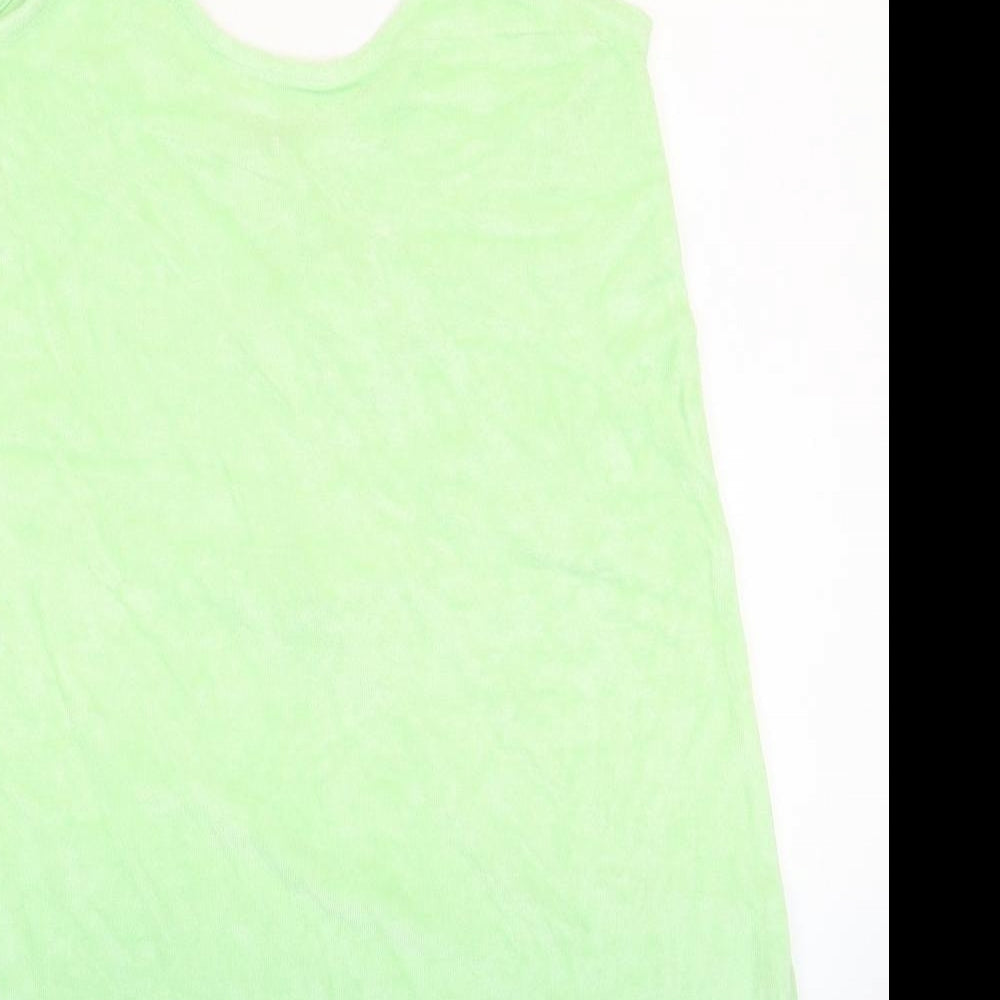 Zara Womens Green Cotton Basic Tank Size S Scoop Neck