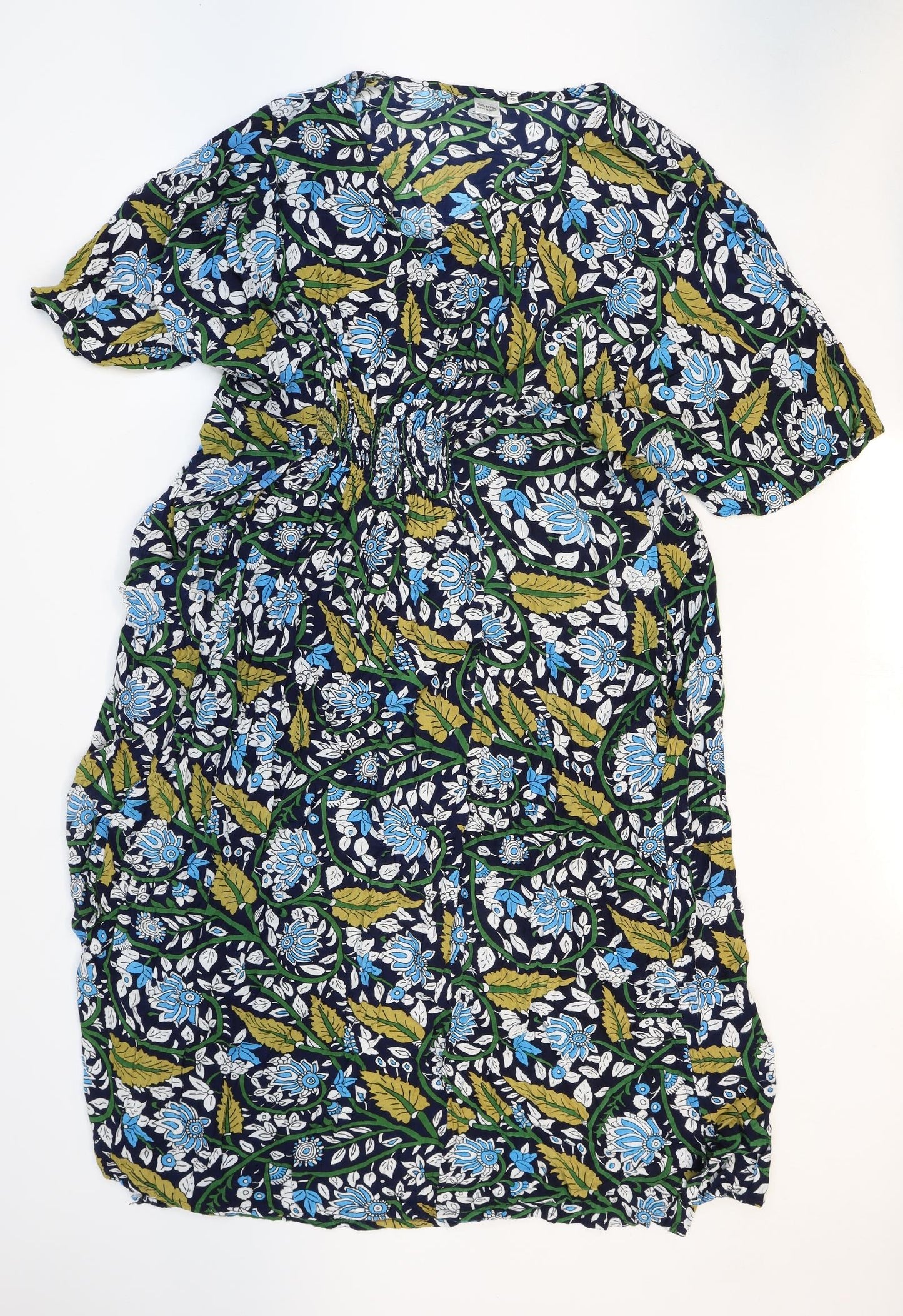 Preworn Womens Multicoloured Floral Rayon Fit & Flare Size 30 V-Neck Pullover