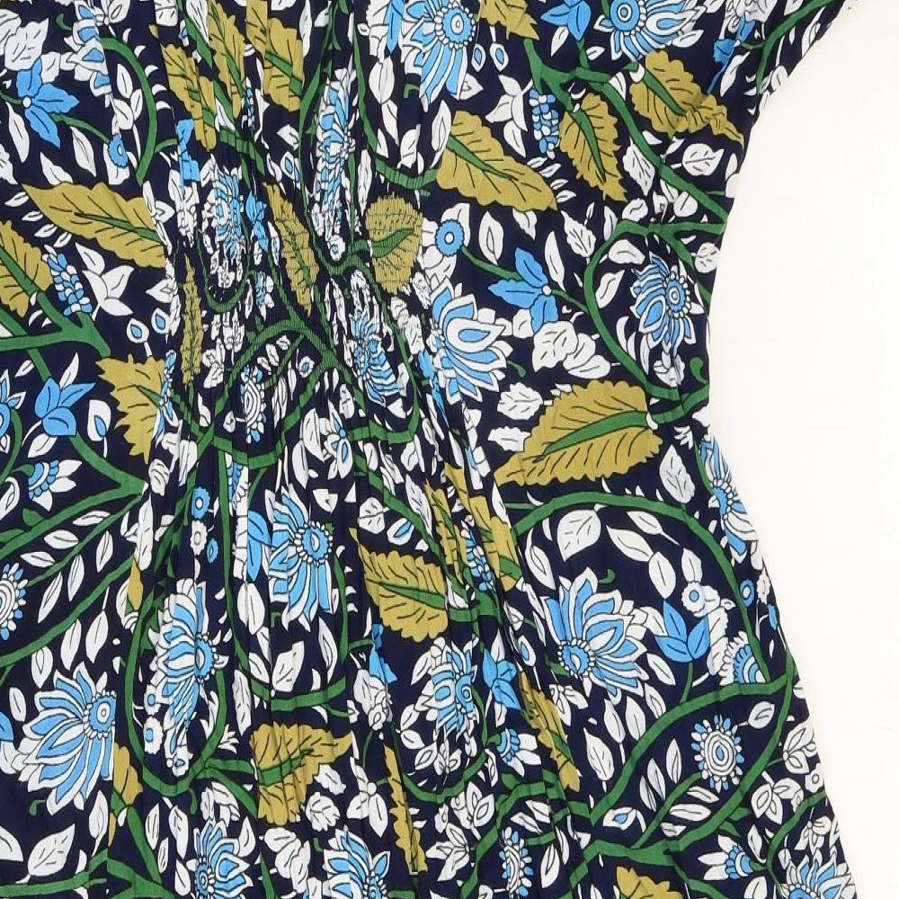 Preworn Womens Multicoloured Floral Rayon Fit & Flare Size 30 V-Neck Pullover