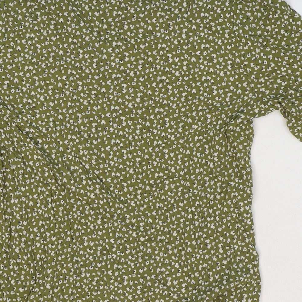 Spirit Womens Green Geometric Viscose Basic Blouse Size 38 V-Neck