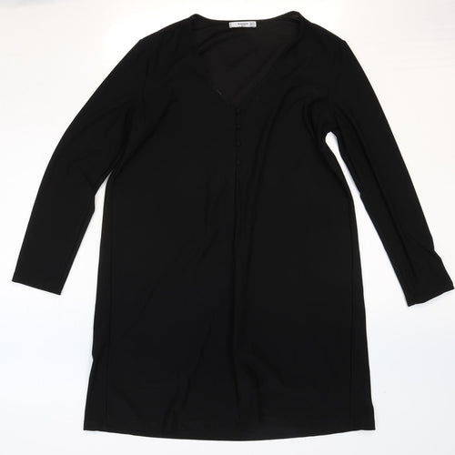 Mango Womens Black Polyester Basic Blouse Size 12 V-Neck