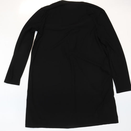 Mango Womens Black Polyester Basic Blouse Size 12 V-Neck
