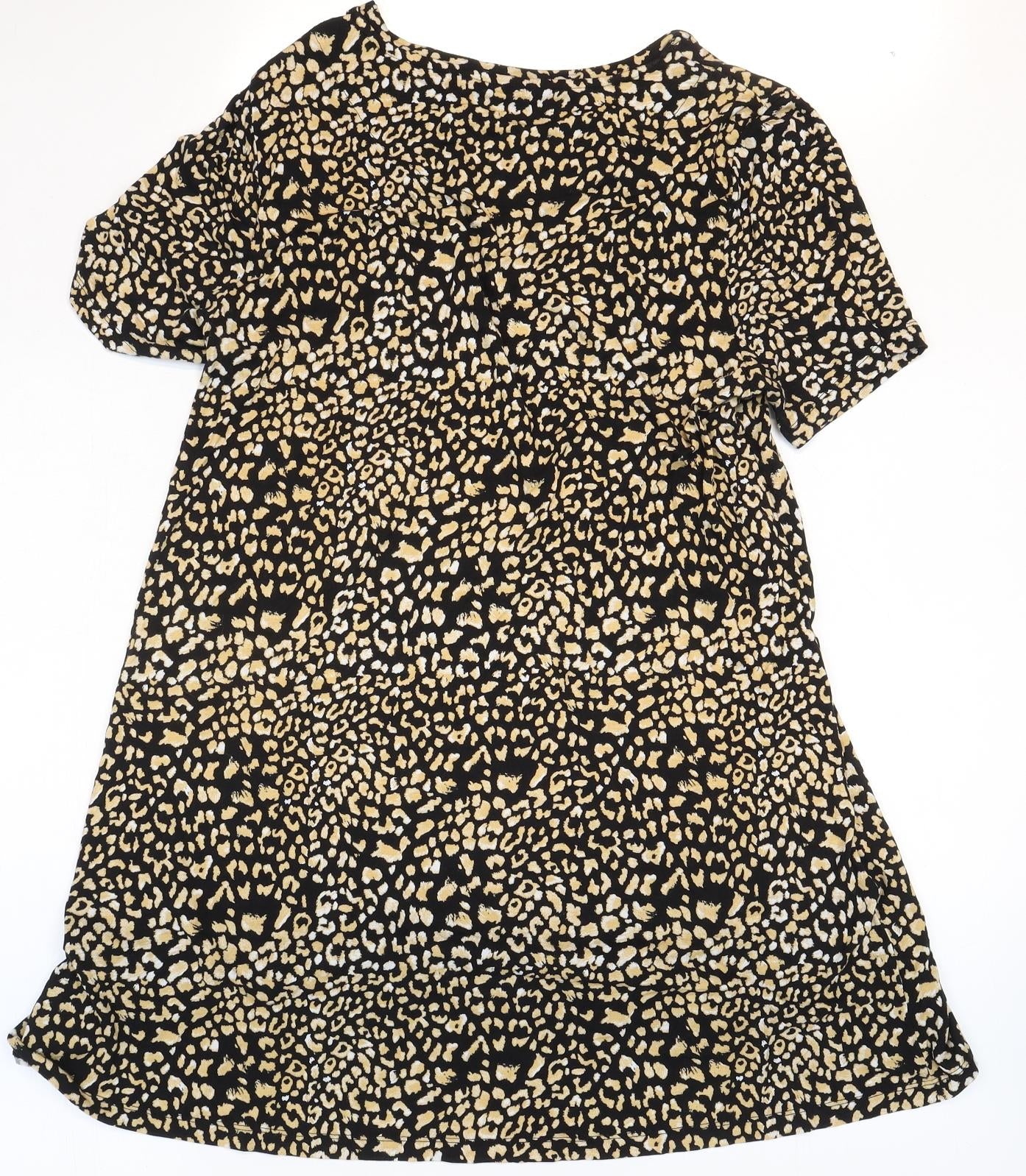 TU Womens Black Geometric Viscose A-Line Size 14 Round Neck Pullover