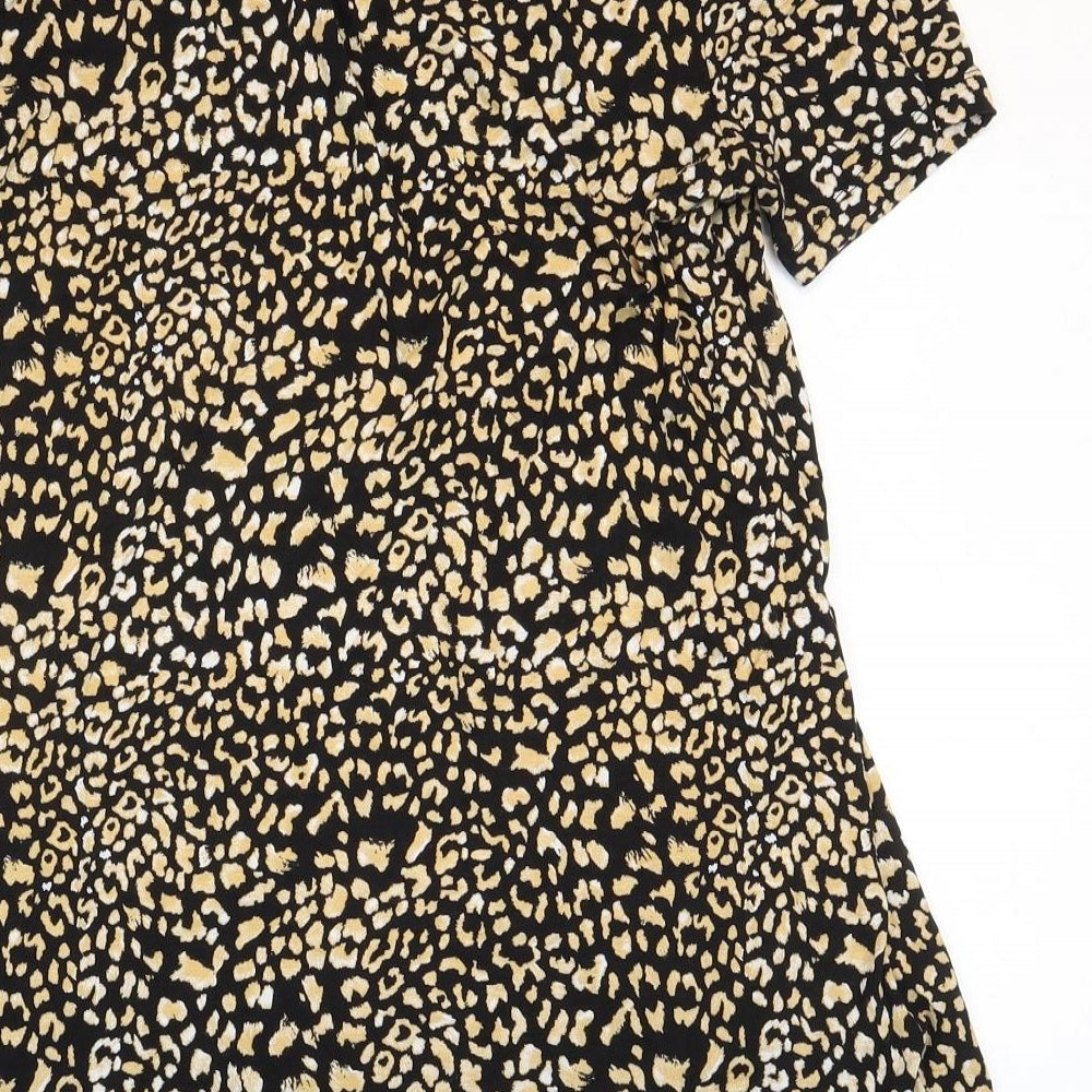 TU Womens Black Geometric Viscose A-Line Size 14 Round Neck Pullover