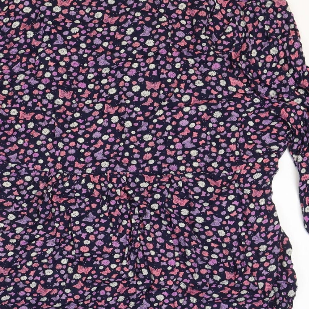 M&Co Womens Multicoloured Viscose Basic Blouse Size 14 V-Neck