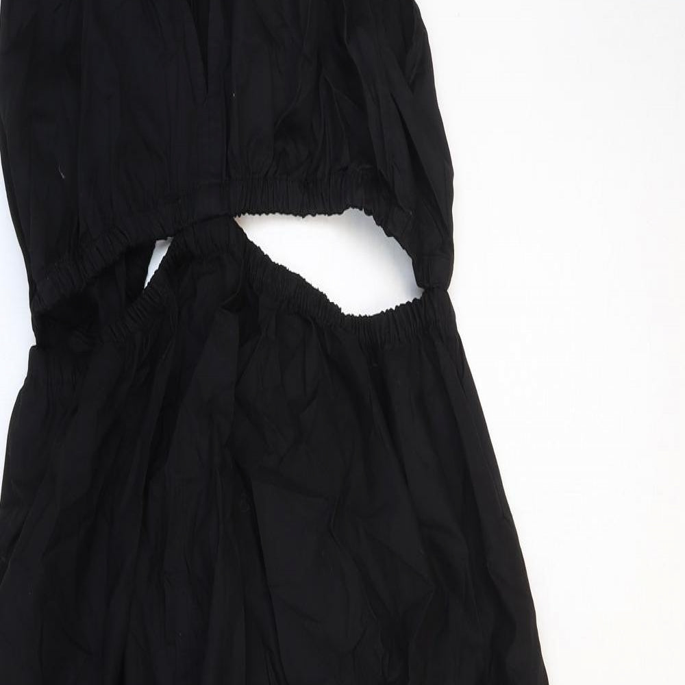 Zara Womens Black Cotton Fit & Flare Size 2XL V-Neck Pullover