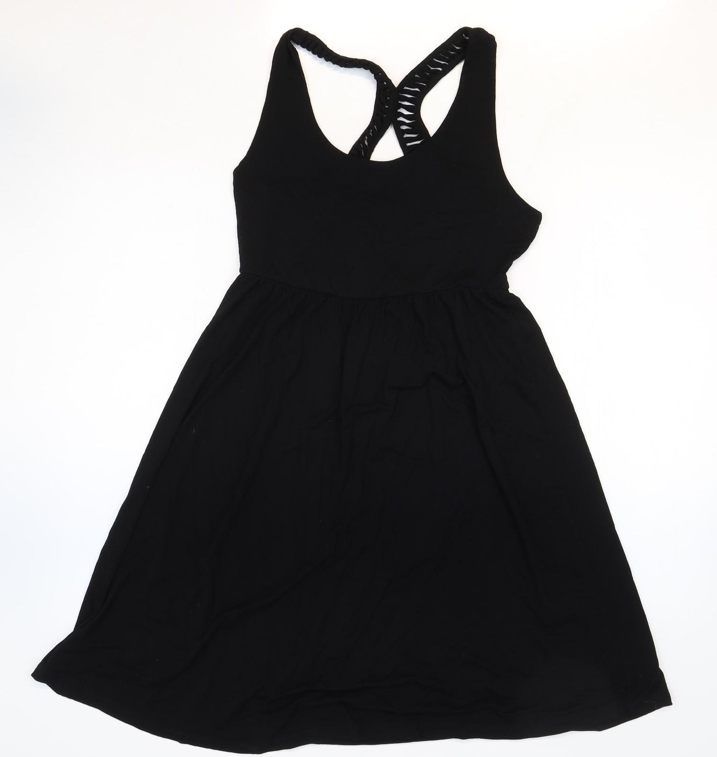 Willi Smith Womens Black Rayon Fit & Flare Size M Scoop Neck Pullover