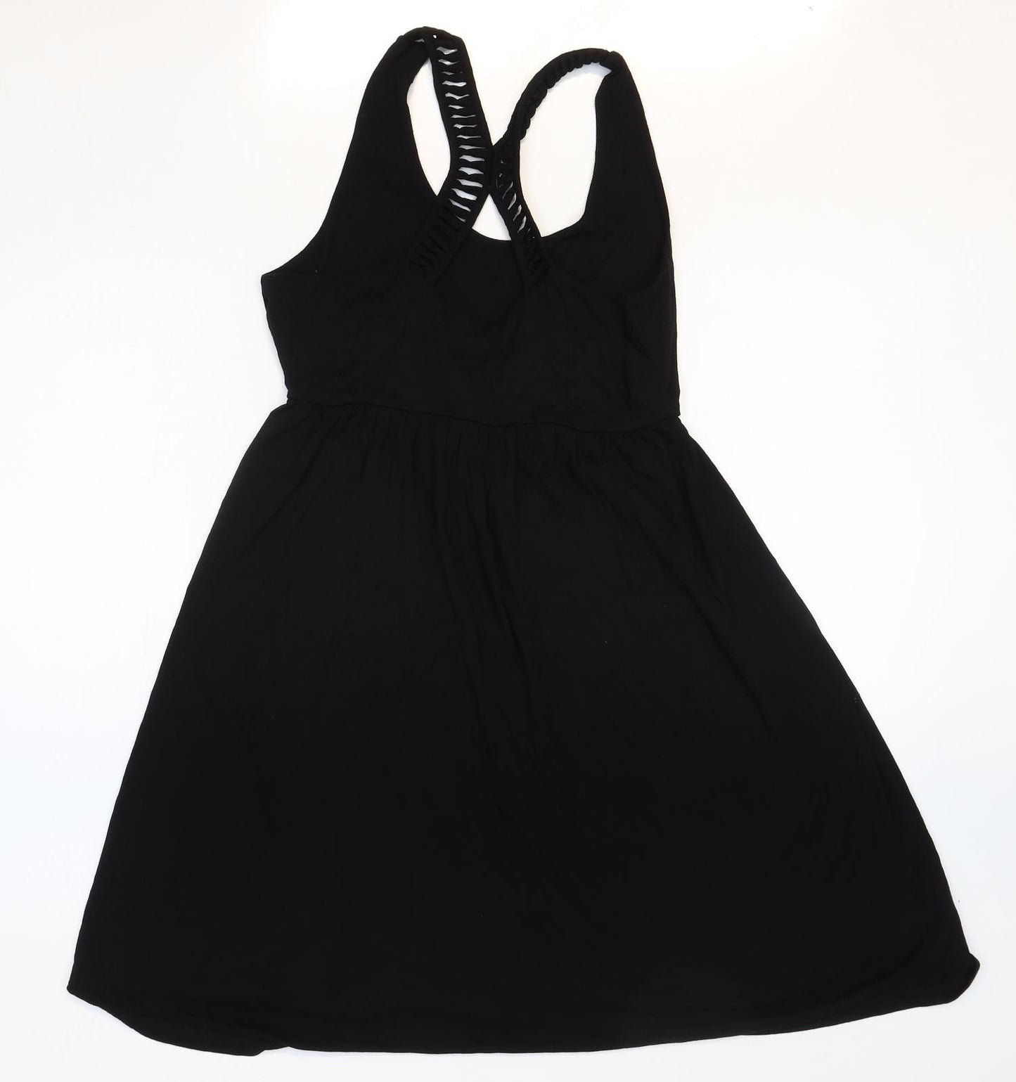Willi Smith Womens Black Rayon Fit & Flare Size M Scoop Neck Pullover