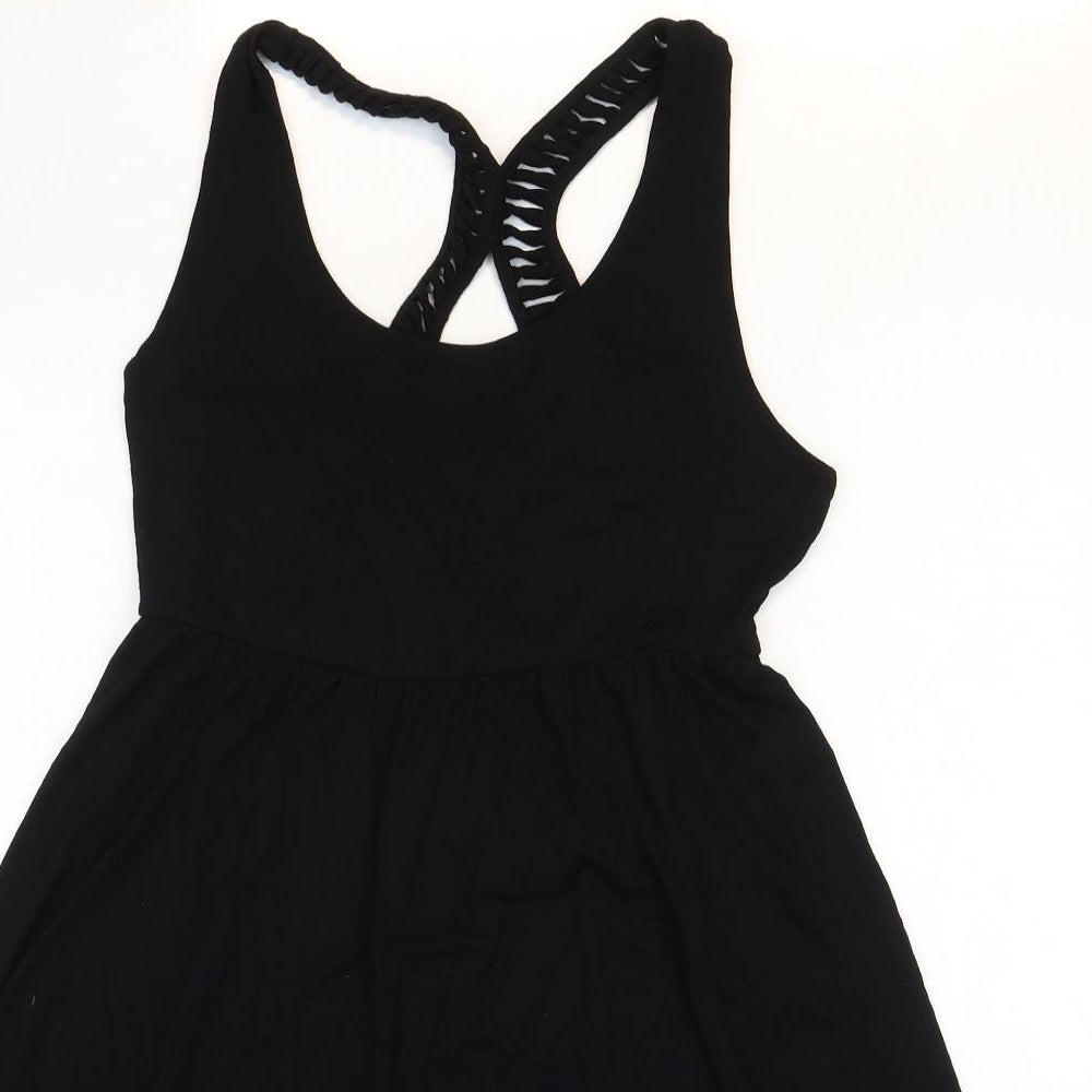 Willi Smith Womens Black Rayon Fit & Flare Size M Scoop Neck Pullover