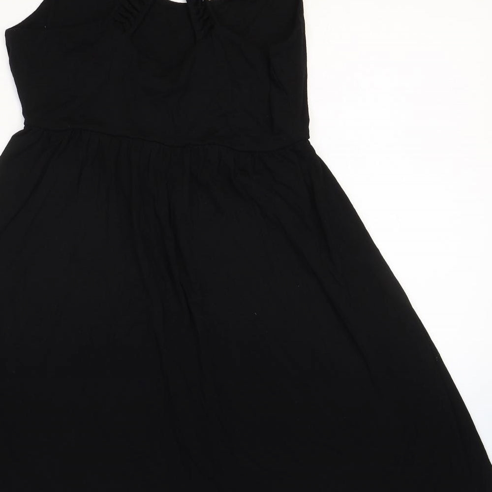 Willi Smith Womens Black Rayon Fit & Flare Size M Scoop Neck Pullover