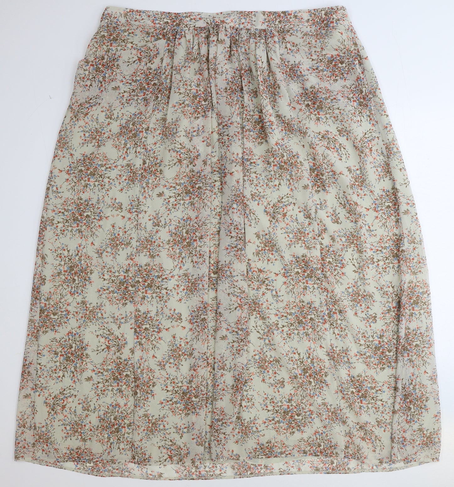 Marks and Spencer Womens Beige Floral Polyester A-Line Skirt Size 22