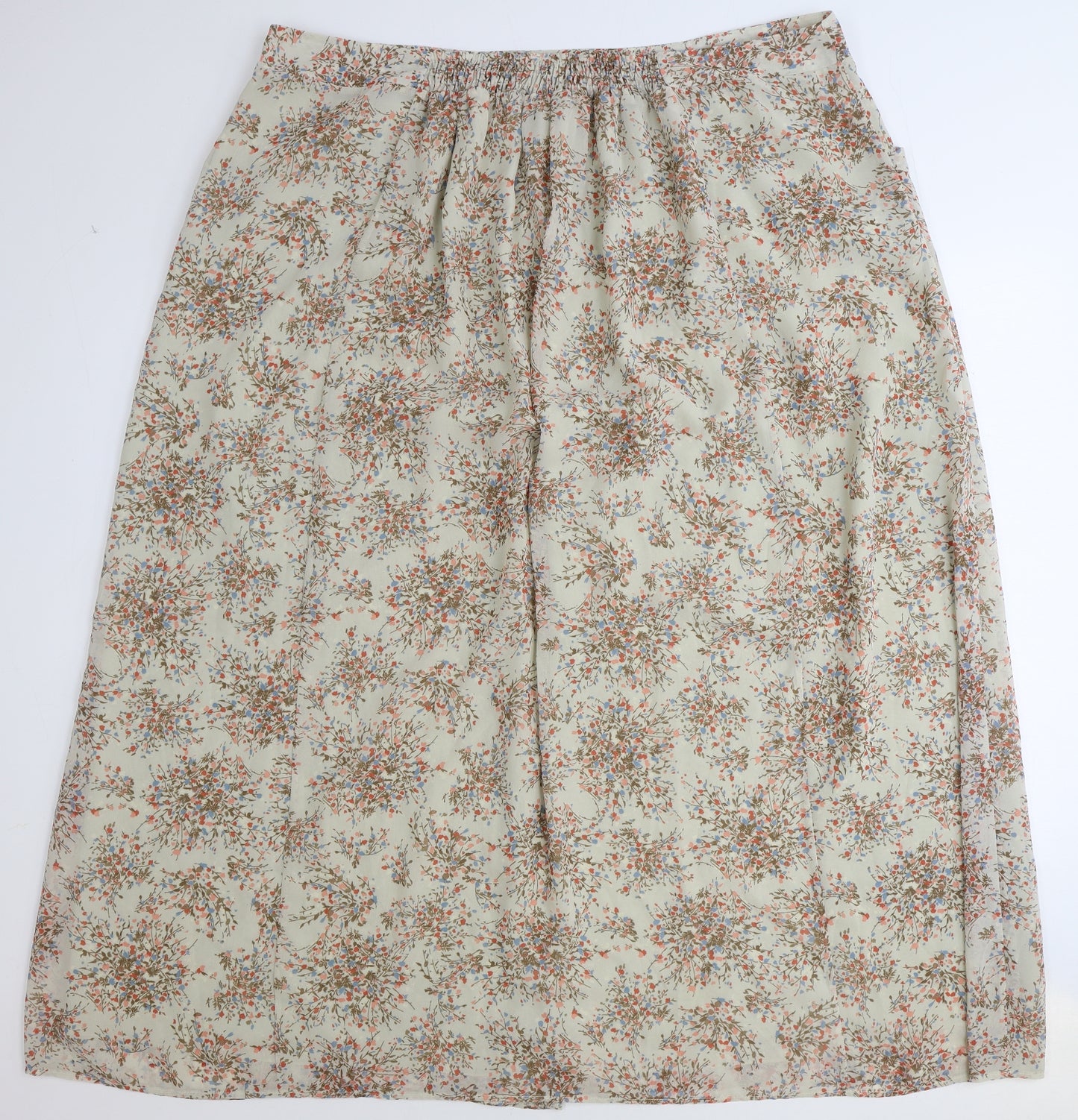 Marks and Spencer Womens Beige Floral Polyester A-Line Skirt Size 22