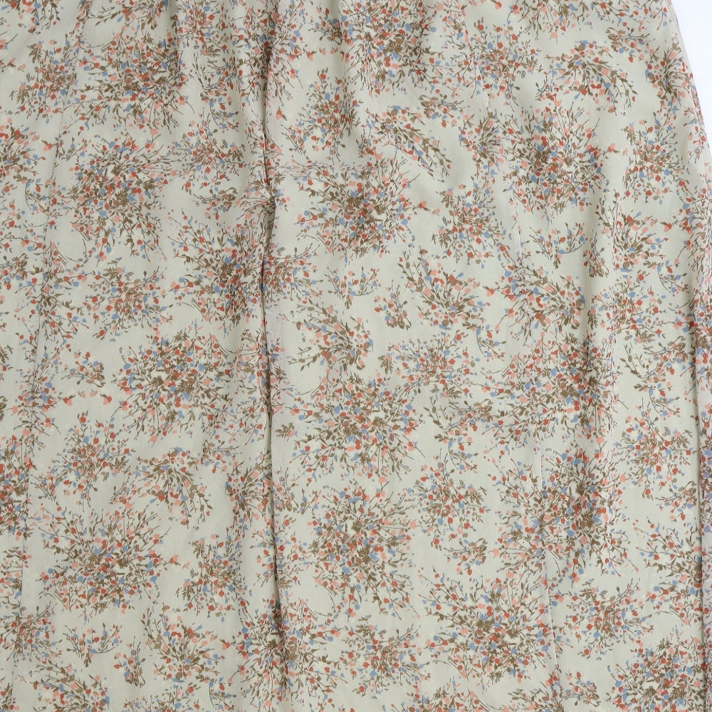 Marks and Spencer Womens Beige Floral Polyester A-Line Skirt Size 22