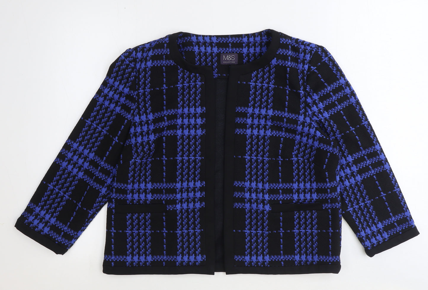 Marks and Spencer Womens Blue Plaid Jacket Size 14
