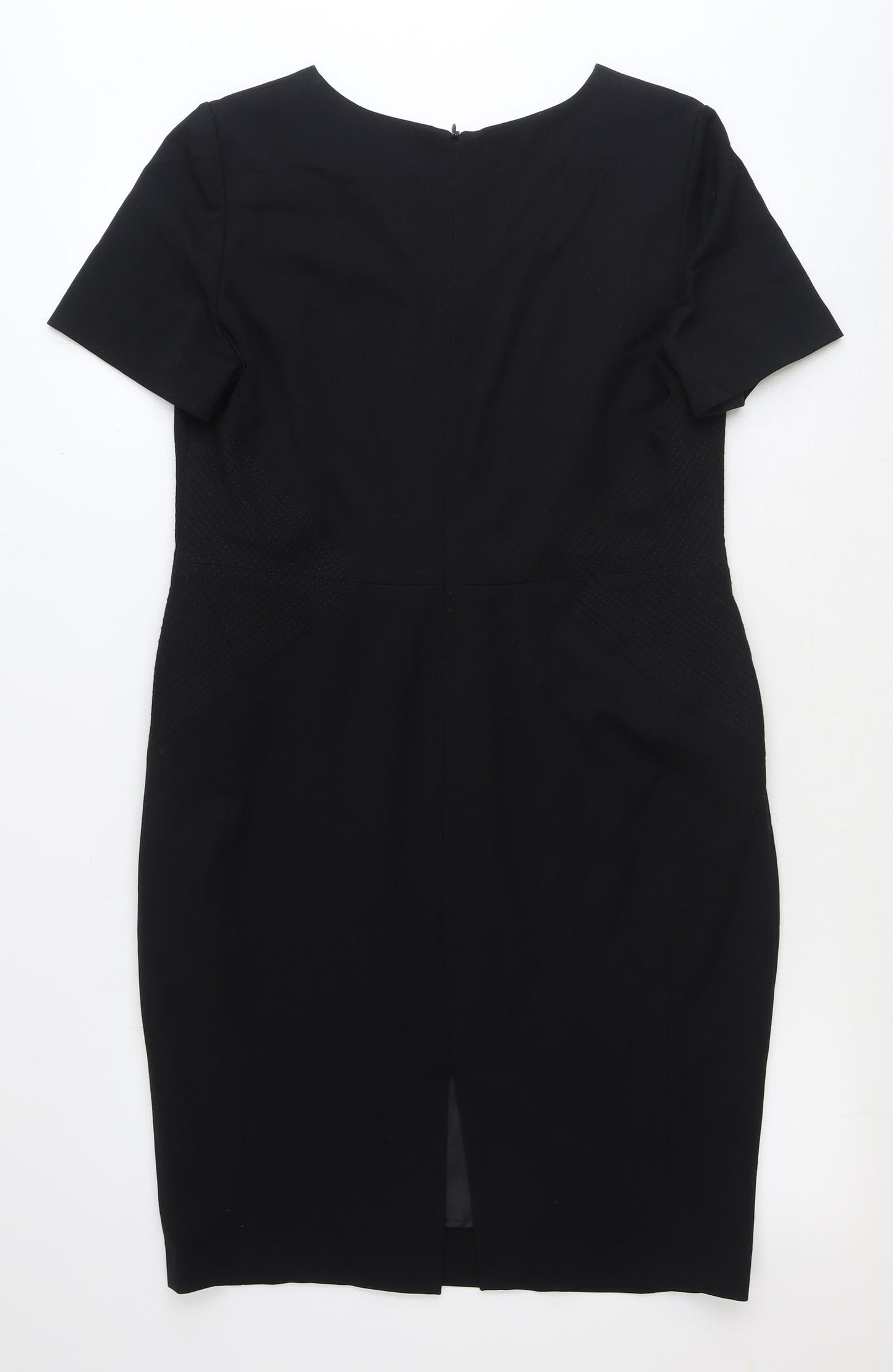 Marks and Spencer Womens Black Polyester Shift Size 14 V-Neck Zip