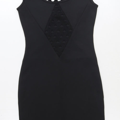 Piece of Cake Womens Black Polyester Bodycon Size S Boat Neck Pullover
