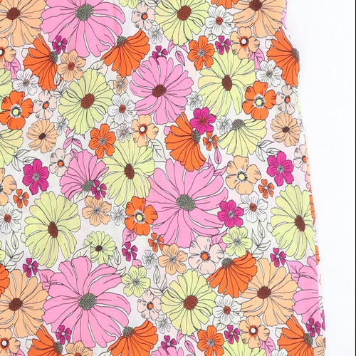 Marks and Spencer Womens Orange Floral Polyester Basic Tank Size 12 V-Neck