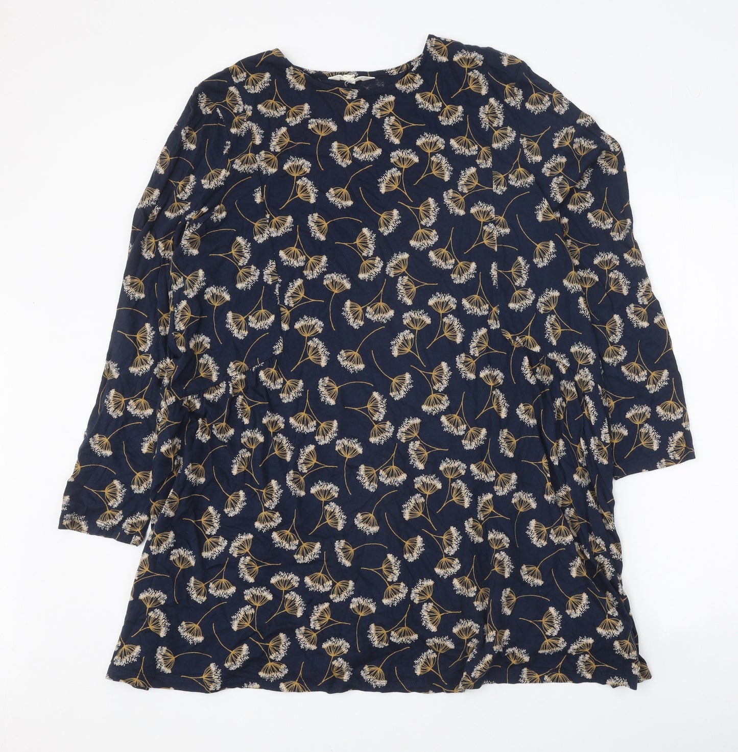 Seasalt Cornwall Womens Blue Floral 100% Cotton Shift Size 18 Round Neck Pullover