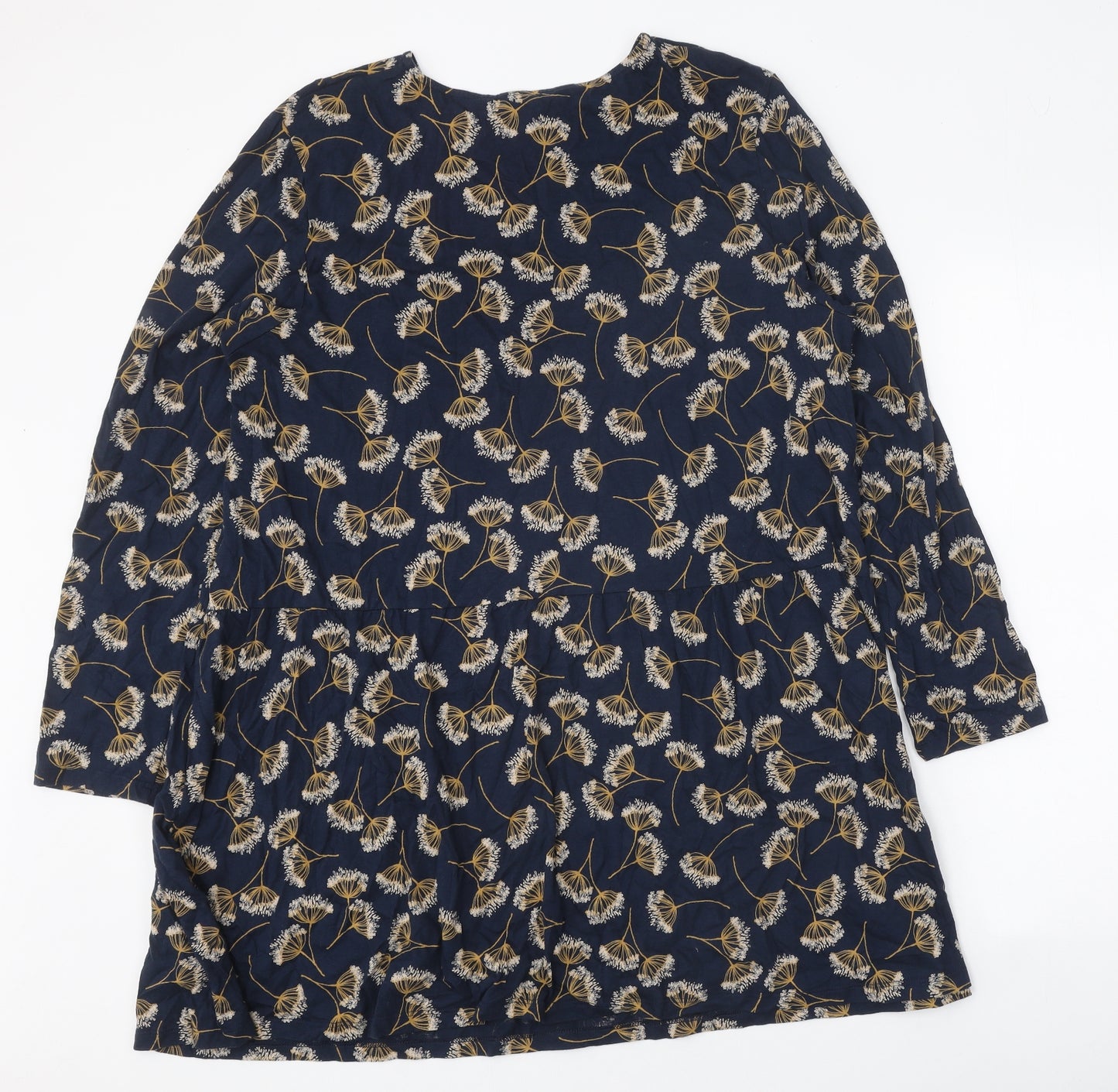 Seasalt Cornwall Womens Blue Floral 100% Cotton Shift Size 18 Round Neck Pullover